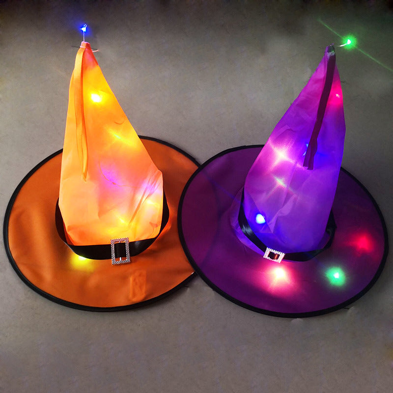 Halloween Decoration Witch Hat LED Lights Halloween Elf Ears Kids Home Party Decor Supplies Outdoor Tree Hanging Ornament